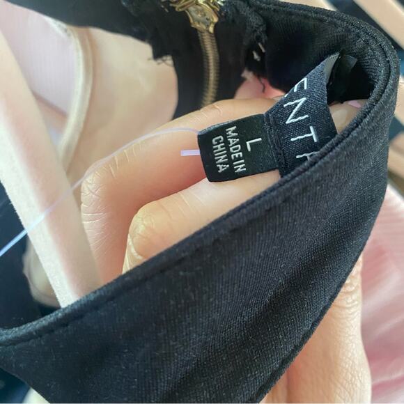 NEW Entry bodycon black dress with nude mesh acccents - Picture 4 of 8